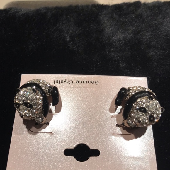 Genuine Crystal Panda Bear Earrings - Picture 1 of 5